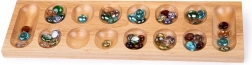 Gioco in legno Mancala con biglie di vetro colorate Bigjigs Toys