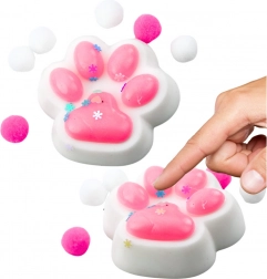 Antistress squishy gniotek zampa di gatto bianca e rosa con glitter