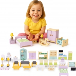 Mobili in legno per casa delle bambole – set da 30 pezzi