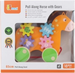 Cavallino in legno trainabile con ingranaggi