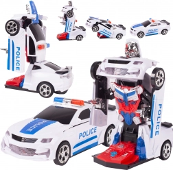 Auto della polizia che si trasforma in robot