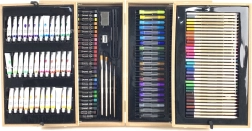 Set professionale per artisti in valigetta di legno, 174 pezzi