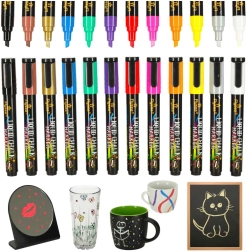 Pennarelli a gesso colorati per vetro e lavagne - set da 12 pezzi