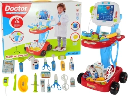 Carrello medico con tavolino ed ECG, set per bambini da 17 pezzi