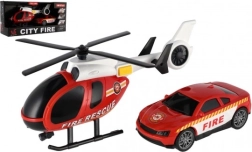 Set di soccorso antincendio con elicottero e auto