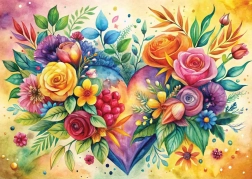 Puzzle cuore floreale 1000 pezzi