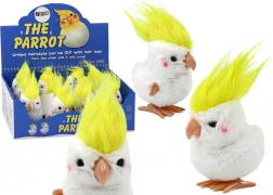Pappagallo cacatua bianco in peluche a carica, saltellante