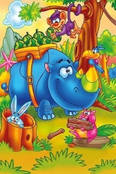 Puzzle in legno Rinoceronte al lavoro 16 pezzi