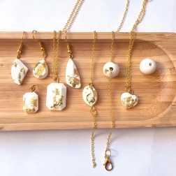 Kit creativo Sycomore per gioielli in cemento e foglie d'oro