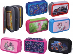 Astuccio scolastico a tre piani con accessori