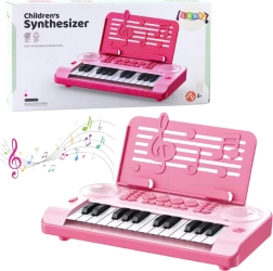 Pianino educativo elettronico per bambini, 24 tasti, rosa