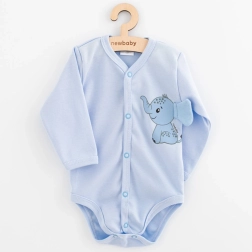 Body neonato con apertura totale a maniche lunghe New Baby Happy Elephant, blu