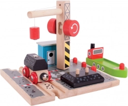 Bigjigs Rail Darsena del carbone con gru