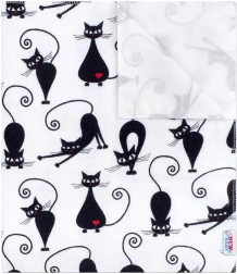 Telo assorbente in flanella impermeabile per neonati NEW BABY bianco con gatto nero