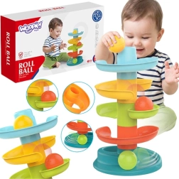 Pista per palline Woopie Baby con torre a spirale e 3 palline