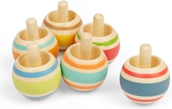 Trottola di legno con strisce colorate