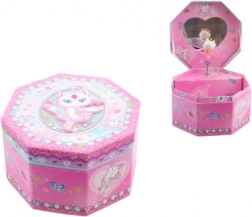 Scatola portagioielli musicale rosa con ballerina e specchietto