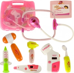 Set medico rosa in valigetta con effetti