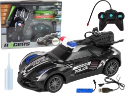 Auto sportiva della polizia RC con effetto vapore – nera