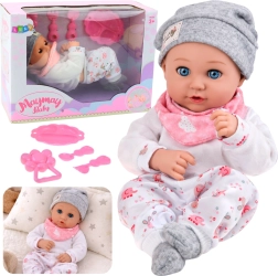 Bambola bebè con pappa e accessori 28 cm