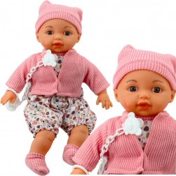 Bambola Bebè con Cappellino e Succhiotto su Catena Rosa 40cm