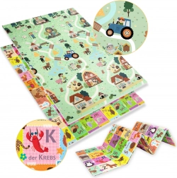 Tappetino educativo pieghevole in schiuma XPE a doppio strato 120 × 180 con alfabeto tedesco e tema fattoria Humbi