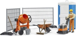 BRUDER set da costruzione con betoniera, figurina e attrezzi