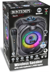 Altoparlante karaoke wireless con microfono, effetti luminosi e display