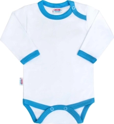 Body per neonato a maniche lunghe con bordo blu-turchese