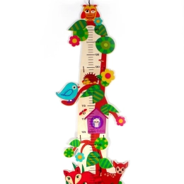 Metro da parete in legno per bambini con animali del bosco HESS