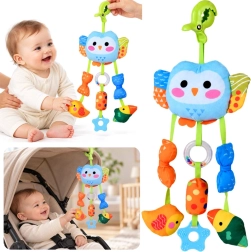 Gioco sensoriale sospeso a forma di gufo per passeggino e lettino