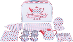 Servizio da tè per bambini con pois in valigetta