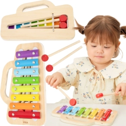 Xilofono in legno per bambini con lamelle arcobaleno VIGA