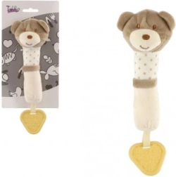 Sonaglio/massaggiagengive orsetto peluche 24 cm beige su cartoncino in sacchetto 0+