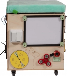 Cubo manipolativo Montessori 3 in 1 / sgabello con seduta e ruote