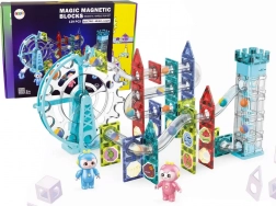 Pista a biglie magnetica luminosa con ascensore e ruota gigante – 129 pezzi