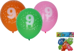 Palloncini gonfiabili 30 cm con numero 9, set da 5 pz