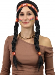 parrucca indiana Ribana con trecce per adulti