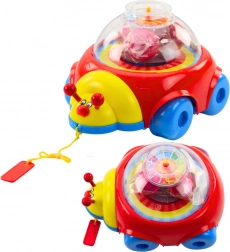 Coccinella da traino con palline e orologio per bambini