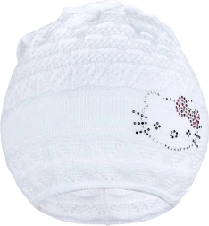 Cappellino-foulard in maglia New Baby gattina bianco 104 (3–4 anni)