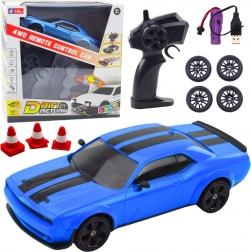 Auto RC drift 4WD con ruote intercambiabili, blu