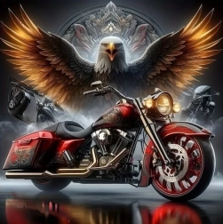 Pittura diamantata moto con aquila 30 × 40 cm