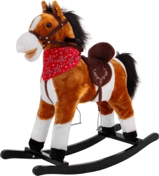 Cavallo a dondolo in peluche per bambini con funzioni interattive – marrone chiaro