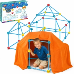 Set di costruzioni creativo Woopie per costruire una fortezza con telo da tenda, 128 pezzi