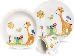 Set colazione in porcellana per bambini giraffa, 3 pezzi