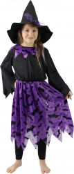 Costume di strega per bambina con cappello e pipistrelli