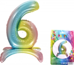 Palloncino gonfiabile numero 6 arcobaleno 80 cm