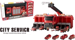 Camion dei pompieri 2 in 1 con base mobile e veicoli