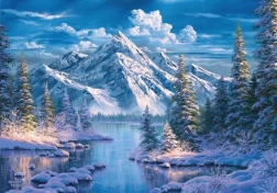 Pittura diamantata Fiume nella valle di montagna