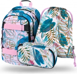 Set BAAGL Skate Leafs: zaino, astuccio e sacchetto